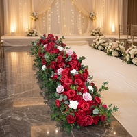 Composition florale artificielle de roses rouges pour arche de mariage, décoration de table, toile de fond événementielle, aménagement floral mural