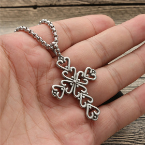 <b>Cross</b> Pendant Necklace Stainless Steel Unisex Fashion Jewelry Gift European Style - Product Image 3