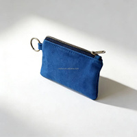 Dompet Gantungan Kunci Kanvas Grosir Logo Kustom Tas Kanvas Mini Resleting Tas Kanvas Mini Biru Kustom Tas Koin Gantungan Kunci