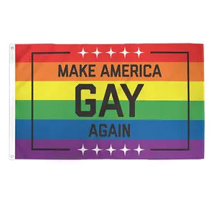 100% 폴리 에스테르 LGBTQ 프라이드 레인보우 그로밋 캔버스 헤더와 외부 장식을위한 미국 게이 다시 깃발 만들기