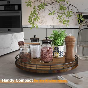 Organizzatore giradischi in legno mobile <span class=keywords><strong>Lazy</strong></span> <span class=keywords><strong>Susan</strong></span> per la casa decorazione organizzazione di stoccaggio tavolo da pranzo dispensa cucina controsoffitto - Product Image 4