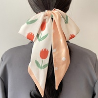 Écharpe Élégante avec Imprimé Étoile et Fleur Tendance, Utilisable comme Bandeau pour Cheveux ou Décoration de Sac pour Femme