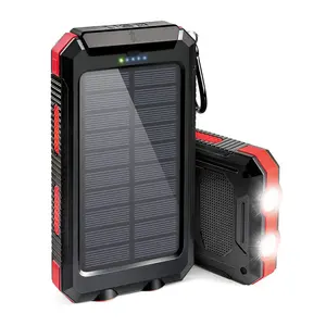 Solar Power Bank Dual USB Power Bank 20000mAh Waterproof Battery Charger Portable Power Banks Solar Panel With LED Light