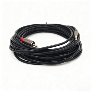 Câble <span class=keywords><strong>adaptateur</strong></span> audio 3,5 mm Aux vers RCA simple pour haut-parleur stéréo ou caisson de basses avec fiches plaquées or, 3 m, noir - Product Image 1