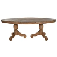 Table à manger en teck 220x110x78cm Double Support Naturel