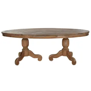 TABLE À MANGER EN TEAK 220X110X78 DOUBLE SUPPORT NATUREL - Product Image 5