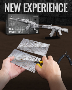 Piececool Modern <span class=keywords><strong>AK</strong></span> 47 Assault <span class=keywords><strong>Rifle</strong></span> 3D Metal Puzzle DIY Weapon Model Kit Collectible Display Gift Toy untuk Dewasa & Anak-anak - Product Image 3