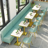 Ensemble table et chaises de café en marbre moderne, canapé, banquette, mobilier pour restaurant