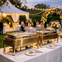 Plat de service rectangulaire en acier inoxydable 9L pour buffet, chauffe-plats de mariage, équipement de restauration et d'hôtellerie