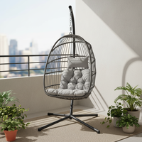 Fauteuil suspendu en rotin tressé, livraison directe usine, pour maison, bureau, jardin, terrasse extérieure, mobilier de jardin, chaises suspendues pliantes en forme d'œuf