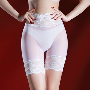 Control Panties Women Mid Waist See Through Lace Sexy Shapewear Solid Color Polyester Satin Briefs - Product Image 4