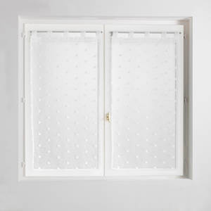 POMPINOU LINE - Rideau droit avec œillets 60x160 blanc + pompons - Product Image 1