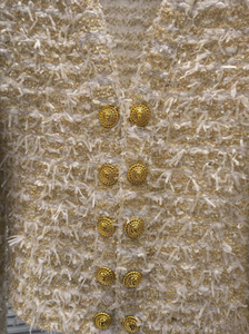 BA2365 Giacca Cardigan da <span class=keywords><strong>Donna</strong></span> Stile Francese Doppiopetto con Bottoni Dorati Scollo a V Versatile Elegante Corta in <span class=keywords><strong>Tweed</strong></span> - Product Image 6