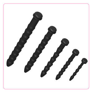 แท่งขยายท่อปัสสาวะทำจากซิลิโคนแบบนิ่ม5ขนาดก้านสำหรับใส่องคชาติแท่งช่วยสำเร็จความใคร่ด้วยตัวเองสายสวน SM ของเล่นทางเพศ - Product Image 4