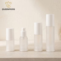 Flacon pompe sans air givré de 15 ml, 20 ml, 30 ml, 50 ml, emballage cosmétique vide avec bouchon à vis, flacon en plastique sans gaz pour lotion