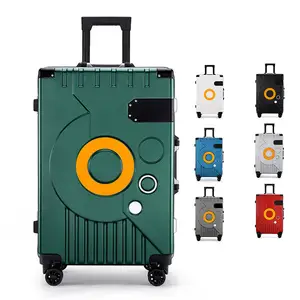Custom elastic polyester suitcase cover protective luggage case aluminum silent wheel trolley suitcase business travel luggage