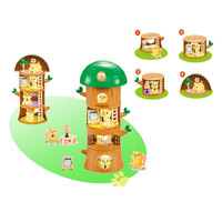 Nouvelle Boîte Mystère Personnalisée : Ensemble de Jeu Maison pour Animaux (Chat/Chien) – Figurines d'Animaux en Plastique DIY, Maison dans les Arbres, Jouets de Simulation Adorables pour Enfants – Promotion