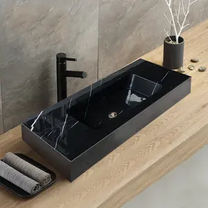 Lüks modern siyah mermer lavabo volakas siyah taş mutfak lavabo tuvalet lavabo