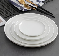 Assiettes en céramique à bord doré, ensemble d'assiettes rondes en porcelaine, vaisselle de luxe pour restaurant, mariage, maison, steak, dessert, plat de service