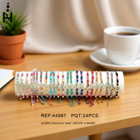 Set de Pulseras con Cuentas Marca Z, Acero Inoxidable, 24 Piezas, Joyería Hecha a Mano, Regalo Unisex