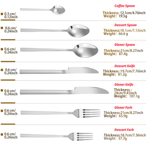 Stainless steel <b>square</b> handle design silver handle high-end hotel restaurant tableware spoon and fork cutlery <b>set</b> - Product Image 2