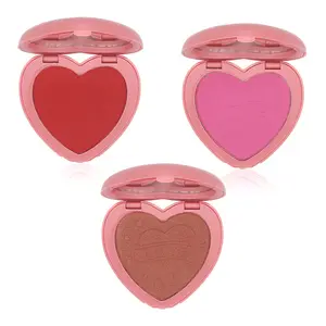 Customized Logo Cruelty Free Waterproof Blusher Vegan Heart Shape Single Matte And Glitter Blush Private Label Makeup Palette