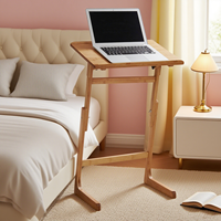 Bureau d'ordinateur réglable en bambou pour la maison et le bureau, avec panneau de protection, pour ordinateur portable et écriture, table d'appoint inclinable pour lit et canapé