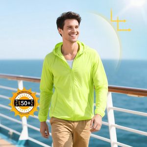เสื้อฮู้ดป้องกันแสงแดด UPF 50+ สำหรับผู้ชาย แขนยาว มีซิปเต็มตัว น้ำหนักเบา มีกระเป๋า เหมาะสำหรับการเดินป่า ตกปลา และกิจกรรมกลางแจ้ง - Product Image 2