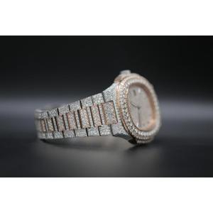 Montre mécanique de luxe en moissanite VVS1 de qualité supérieure, finition or rose, cadran rond en cristal, bracelet en acier inoxydable de 41 mm - Product Image 2