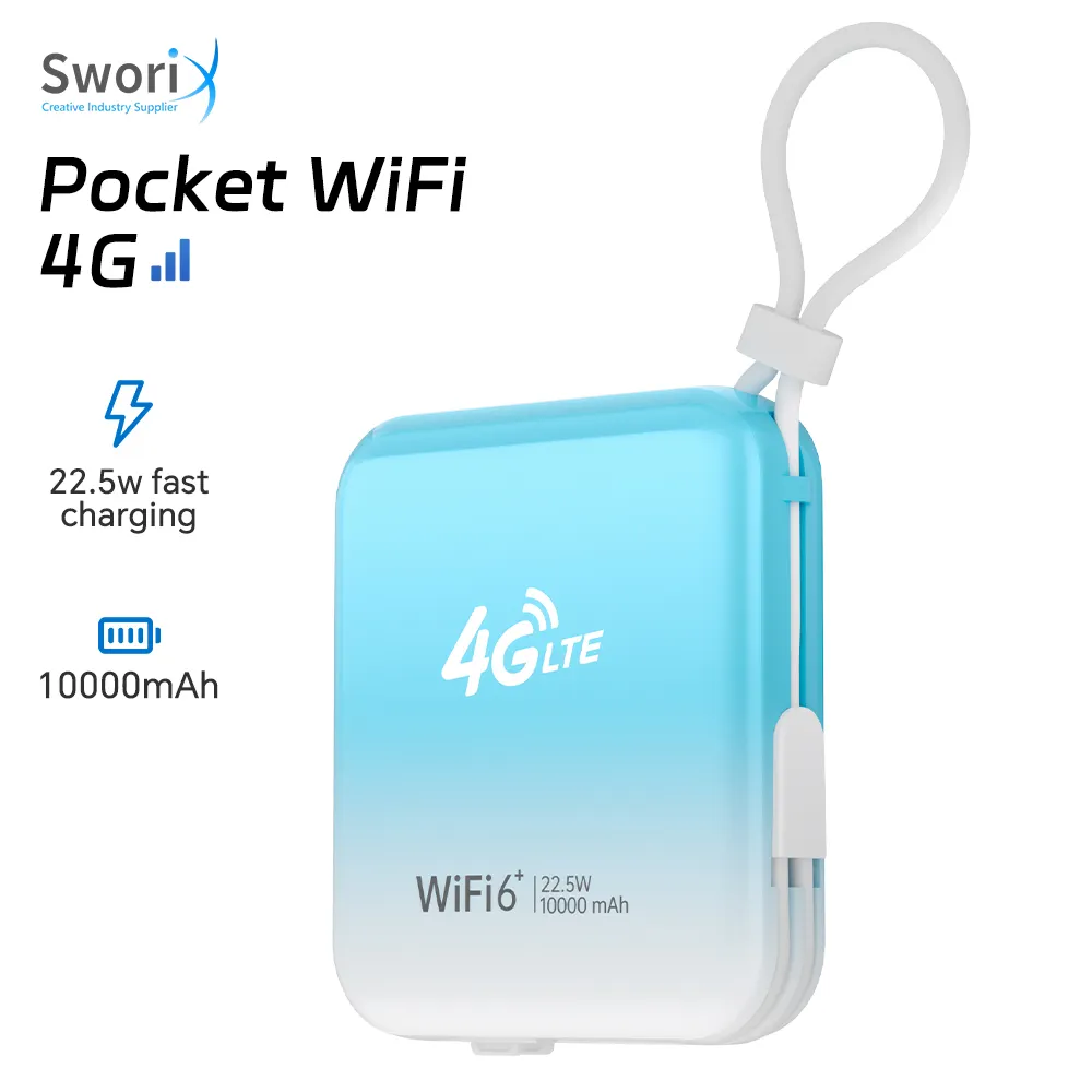 جهاز توجيه شبكة Mifi محمول يدعم شبكة WiFi 6 ببطارية 10000 مللي أمبير في الساعة شبكة 4G مع فتحة لشريحة اتصال هاتسبوت 2 في 1 جهاز باور بانك لاسلكي للجيب مزود بمنفذ WiFi