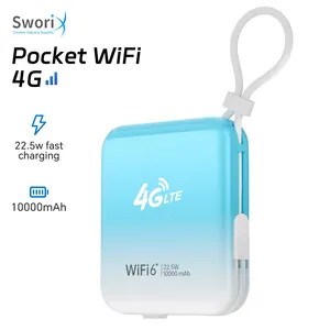 10000Mah Wifi6 taşınabilir Portable Wifi 4G yönlendirici Lte taşınabilir Cat4 Hotspot Sim kart yuvası Powerbank 2-In-1Wireles cep Hotspot Wifi