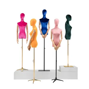 Velluto Metà Torso Mannequin Stand Donna Manichini Treppiede Regolabile Femminile Mannequin Torso Del Basamento e la Testa