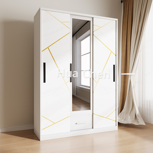 Armadio in Acciaio Bianco a 3 Ante Scorrevoli con Specchio, Mobile per la Casa - Product Image 5