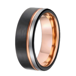 CHENG JEWELERS Gioielli di Lusso per Dita Anello in Carburo di Tungsteno Spazzolato Nero Placcato Color Caffè 8mm per Uomo - Product Image 3