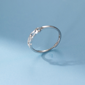 Bagues en argent sterling S925 avec zircon CZ, motif double poisson creux, bijoux cadeaux - Product Image 2