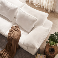 Weiches Creme-Farbenes Vielseitig Platzierbares Sofa-Set mit Sauberer Nahtverarbeitung aus Weißem Leinen für Wohnzimmer, Tiefsitz-Entspannung für Wohnräume