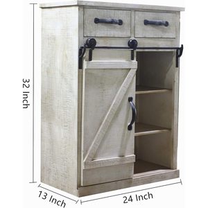 Meuble de rangement rustique en bois blanc style loft parisien, avec porte coulissante de type grange, console autoportante pour la décoration du salon - Product Image 3