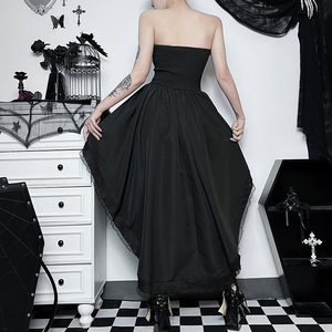 Elegante Vestido Vintage Gótico de Terciopelo Estilo Grunge Punk con Banda Flocada, Vestido sin Mangas para Mujer, Atuendo Alternativo para Fiesta - Product Image 4
