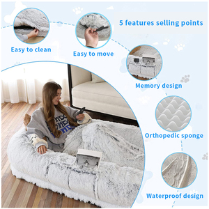 2025 nouveau <span class=keywords><strong>TW</strong></span> géant luxe lit pour animaux de compagnie en peluche grand matelas moelleux pour chat et chien apaisant taille humaine en mousse velours motif solide - Product Image 5