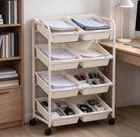 Étagère de rangement pour jouets écologique et imperméable, grande capacité, 4 niveaux avec roulettes, design moderne pour la maison des enfants