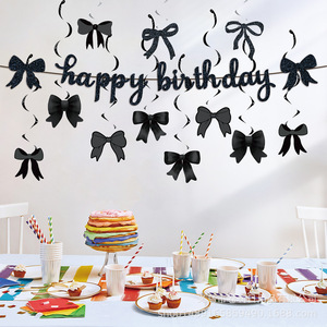 Kit de décoration transfrontalier pour fête d'anniversaire avec guirlande de nœuds, fournitures pour fille d'honneur, nœuds en spirale rose, bleu, noir, en plastique et papier, facile à assembler - Product Image 3
