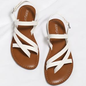 Sandalias Romanas de Plataforma con Tiras para Mujer, Sandalias de Verano para Playa, de Cuero de Microfibra con Cristales de PU y Goma, Doradas, Cómodas - Product Image 3