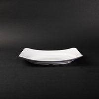 Logo personnalisé 9 pouces écologique mélamine vaisselle incassable Rectangle dîner assiette de service moderne blanc plats ménages