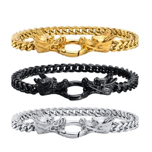 High End Jewelry <b>Mens</b> Stainless Steels Bracelet Personalized Gold Plated Dragon Charm Chain Bracelets - Product Image 1