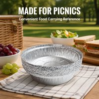Barquettes rondes en aluminium de 7, 8 et 9 pouces, résistantes au four, jetables, pour tarte, gâteau, rôtissage, préparation de repas