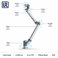 Robot collaboratif en aluminium UR8long - 350W 12/24V pour applications de préhension et d'assemblage