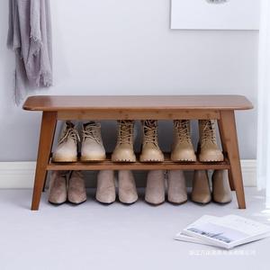 <b>Bamboo</b> Shoe Rack Bench With Storage Shelf For Entryway Home Use Space Saving Design Scandinavian Style Modern Appearance - Product Image 2
