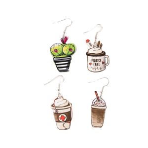 1 par de pendientes colgantes de enfermera de Cactus, café acrílico para mujer, regalo de cumpleaños - Product Image 1