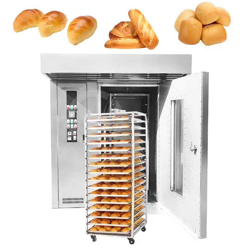 Industrial Bakery 32 64 Bandejas Equipment Tray Rotary Bread Pastry Cake Baking bakery Convection Oven Machine for Sale