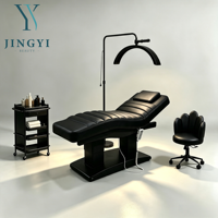 4-Motoren Moderne Elektrische Kosmetikliege Salon-Schönheitsbett Gesichts-Spa-Massageliege Höhenverstellbar Beige Geschwungene Wimpernliege